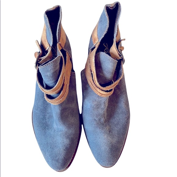 rebels Shoes - Rebels Sz 9 Boho Double Strap Ankle Booties Steel Grey Suede $160 Anthropologie